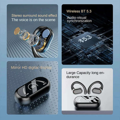 2024 OWS Earhook Earphones Bluetooth 5.3 Low Latency Gaming Sport Headset Waterproof HiFi Stereo Noise Reduction Earbuds
