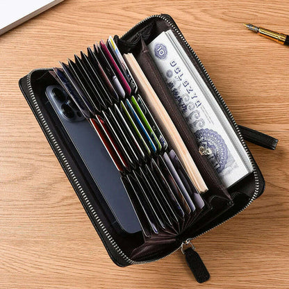2024 Rfid 36 Slots Wallet Split Solid man Purse Business Credit Organ Card Holder Blocking Anti Theft Phone Bag Large Capacity