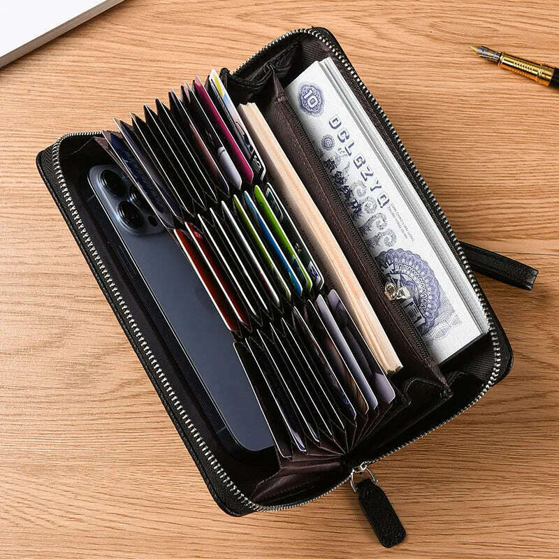 2024 Rfid 36 Slots Wallet Split Solid man Purse Business Credit Organ Card Holder Blocking Anti Theft Phone Bag Large Capacity