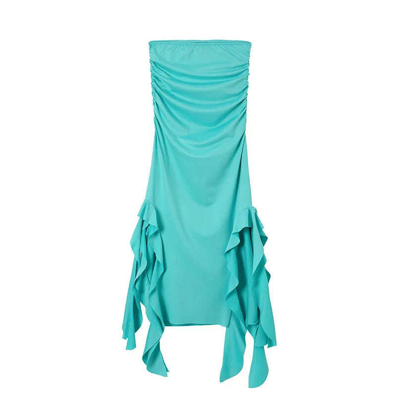 2024 Spring/Summer European and American Fashion Trend Women's New One Shoulder Bra Wrap Hip Slim Fit Irregular Dress