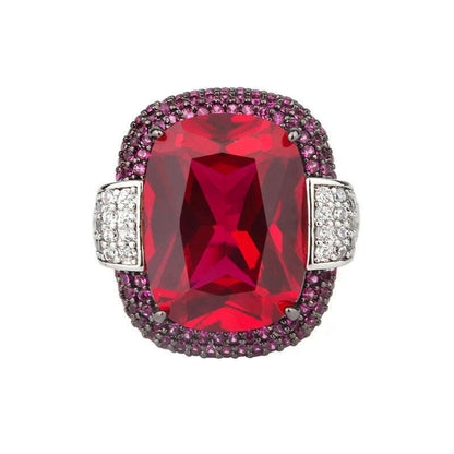 2024 Vintage 12*16MM Ruby Emerald Rings Lab Diamond Wedding Bands Gemstone Cocktail Party Fine Jewelry Female Anniversary Gifts