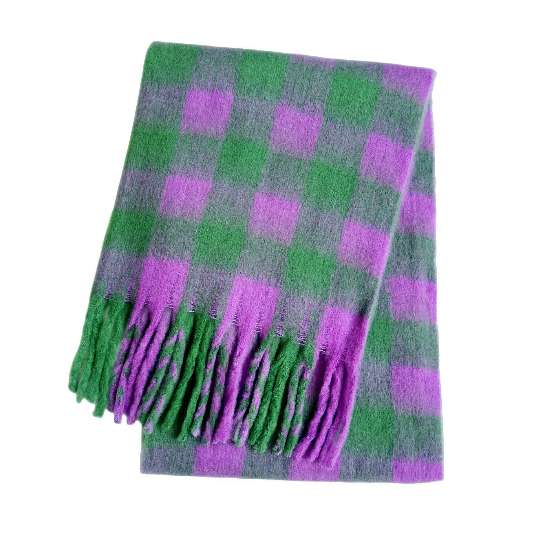 2024 Winter Thick Warm Scarf Women Cashmere Shawl and Wraps Pashmina Neckerchief Bufanda Female Rainbow Hairy Tessel Echarpe New