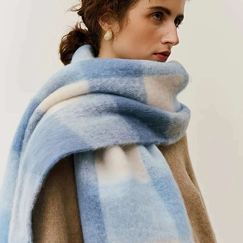 2024 Winter Thick Warm Scarf Women Cashmere Shawl and Wraps Pashmina Neckerchief Bufanda Female Rainbow Hairy Tessel Echarpe New
