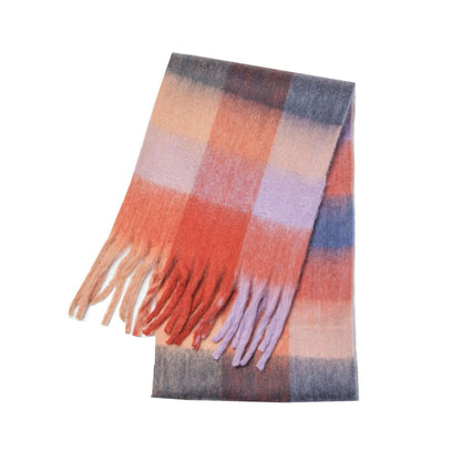 2024 Winter Thick Warm Scarf Women Cashmere Shawl and Wraps Pashmina Neckerchief Bufanda Female Rainbow Hairy Tessel Echarpe New