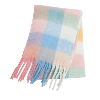 2024 Winter Thick Warm Scarf Women Cashmere Shawl and Wraps Pashmina Neckerchief Bufanda Female Rainbow Hairy Tessel Echarpe New