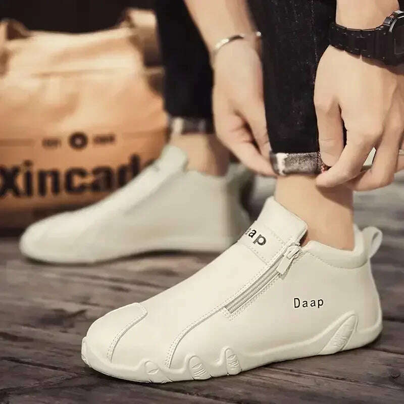 2025 New Casual shoe for Men Luxury Round Toe Men Ankle Boots Light Slip on Walking shoe Outdoor Comfor Men High Top Sneakers