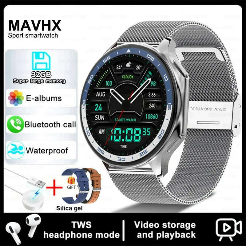 2025 New For OPPO Xiaomi 32G Memory Smart Watch Men Full Touch HD AMOLED Screen Music Fitness Tracker Bluetooth Call Smartwatch