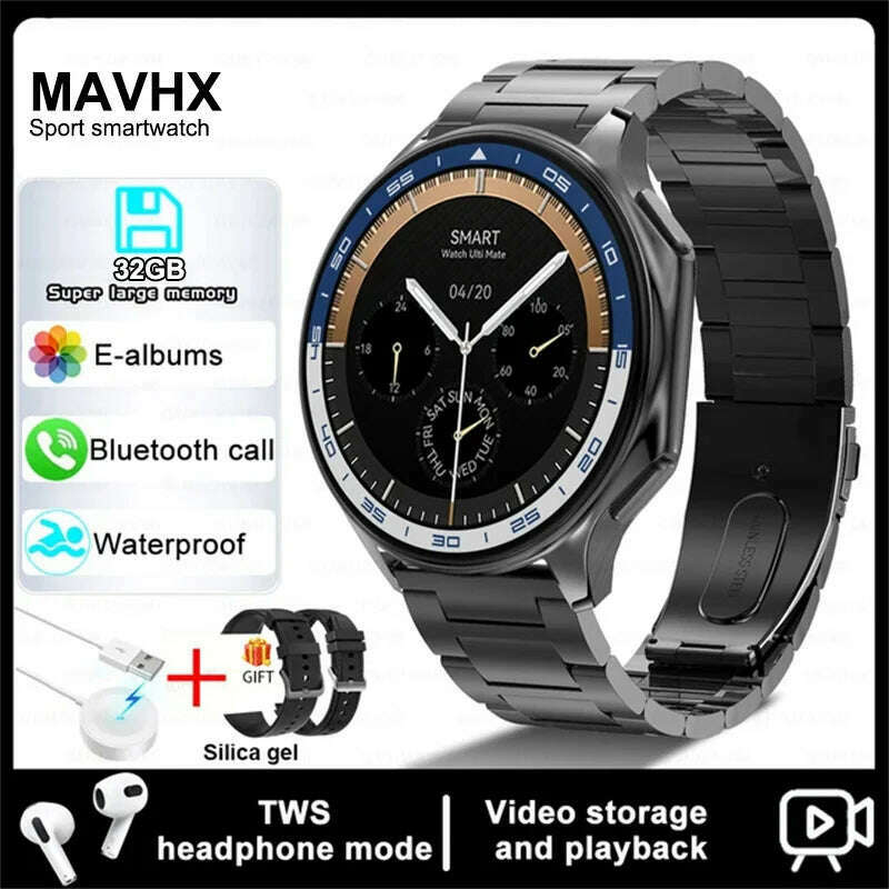 2025 New For OPPO Xiaomi 32G Memory Smart Watch Men Full Touch HD AMOLED Screen Music Fitness Tracker Bluetooth Call Smartwatch