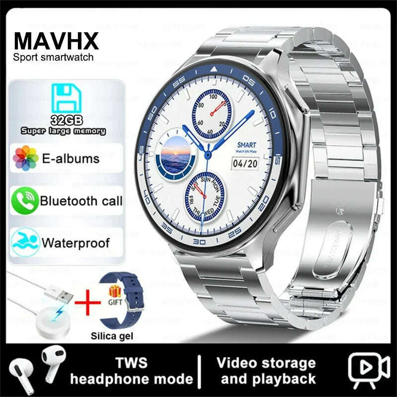 2025 New For OPPO Xiaomi 32G Memory Smart Watch Men Full Touch HD AMOLED Screen Music Fitness Tracker Bluetooth Call Smartwatch