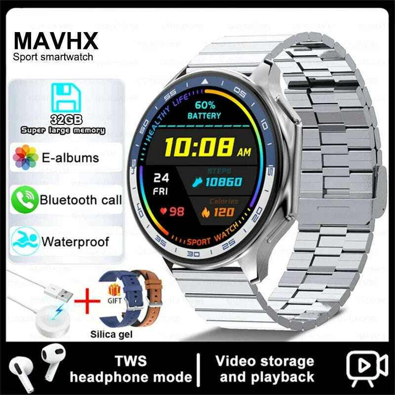 2025 New For OPPO Xiaomi 32G Memory Smart Watch Men Full Touch HD AMOLED Screen Music Fitness Tracker Bluetooth Call Smartwatch