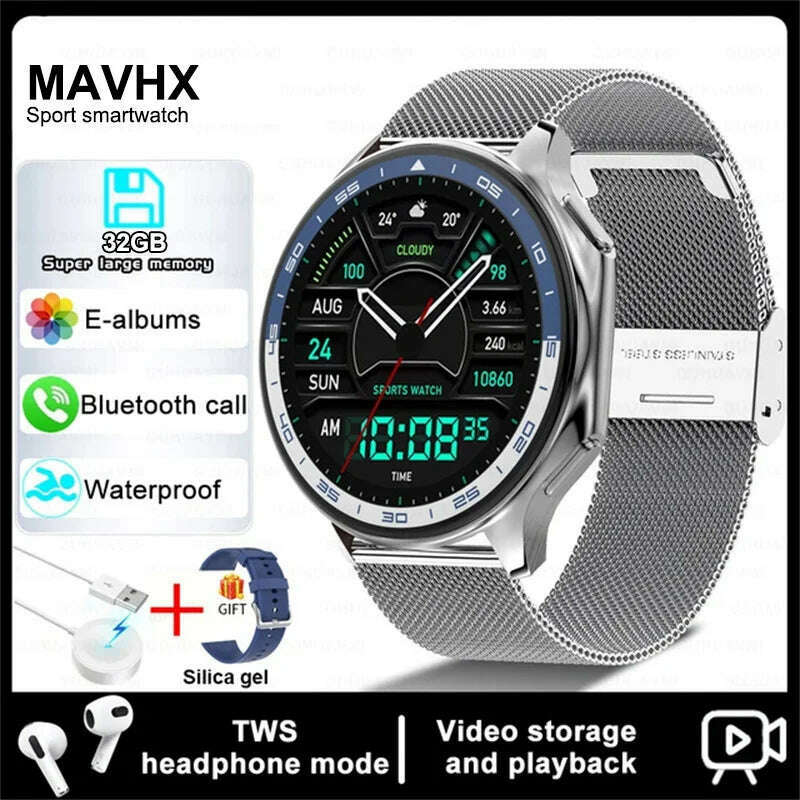 2025 New For OPPO Xiaomi 32G Memory Smart Watch Men Full Touch HD AMOLED Screen Music Fitness Tracker Bluetooth Call Smartwatch