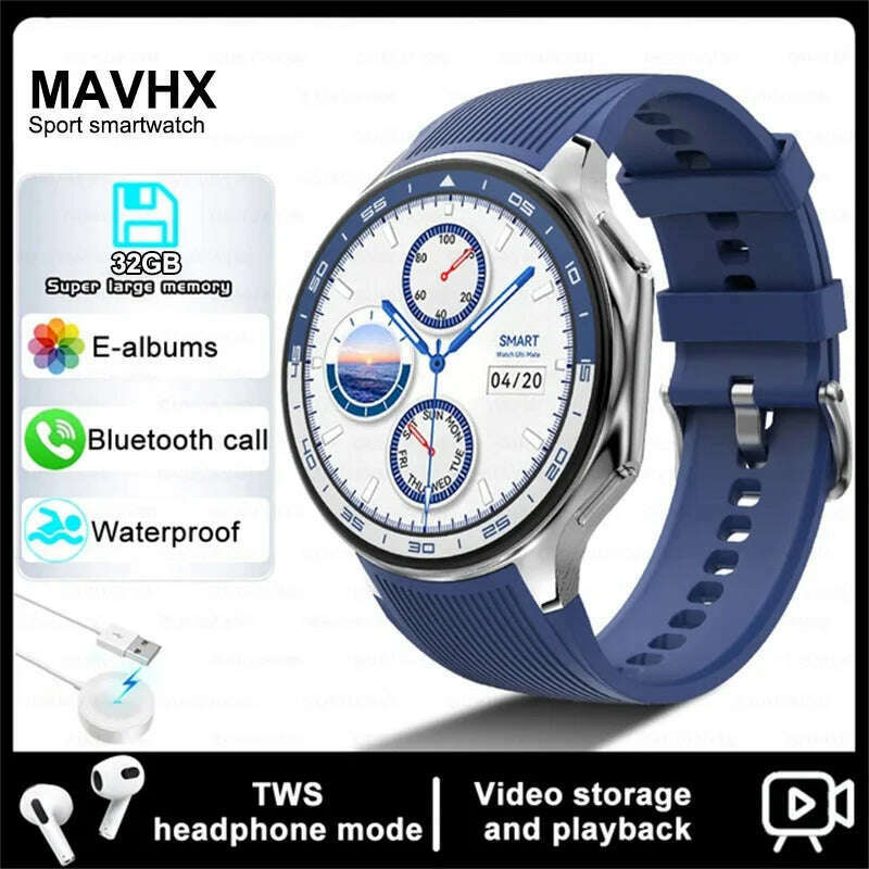 2025 New For OPPO Xiaomi 32G Memory Smart Watch Men Full Touch HD AMOLED Screen Music Fitness Tracker Bluetooth Call Smartwatch