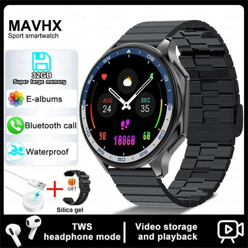 2025 New For OPPO Xiaomi 32G Memory Smart Watch Men Full Touch HD AMOLED Screen Music Fitness Tracker Bluetooth Call Smartwatch