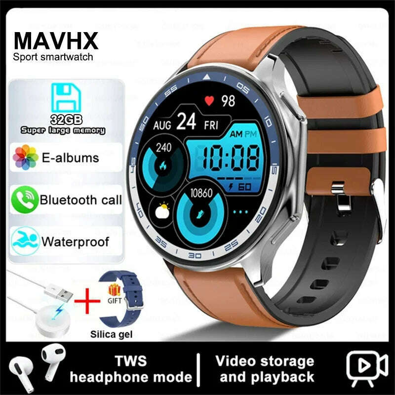 2025 New For OPPO Xiaomi 32G Memory Smart Watch Men Full Touch HD AMOLED Screen Music Fitness Tracker Bluetooth Call Smartwatch
