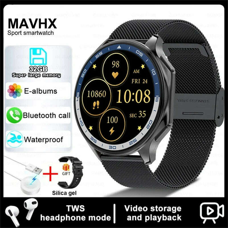 2025 New For OPPO Xiaomi 32G Memory Smart Watch Men Full Touch HD AMOLED Screen Music Fitness Tracker Bluetooth Call Smartwatch