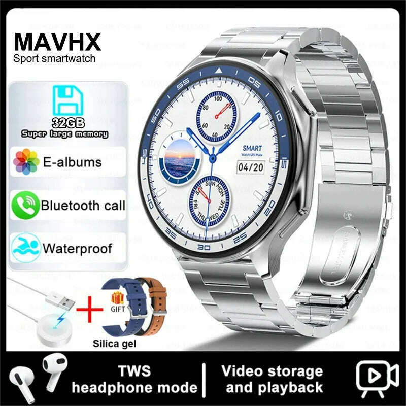 2025 New For OPPO Xiaomi 32G Memory Smart Watch Men Full Touch HD AMOLED Screen Music Fitness Tracker Bluetooth Call Smartwatch