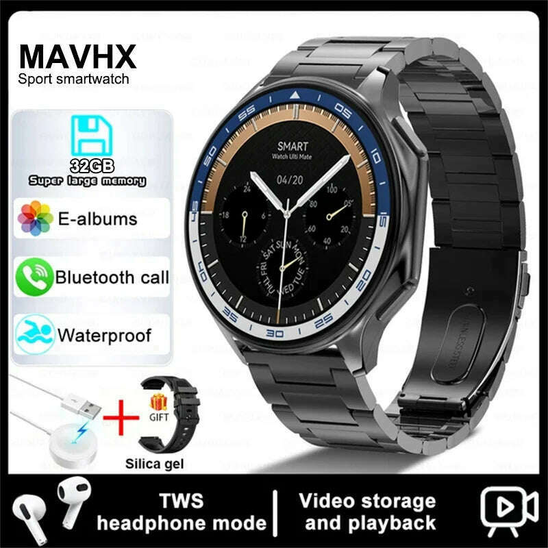 2025 New For OPPO Xiaomi 32G Memory Smart Watch Men Full Touch HD AMOLED Screen Music Fitness Tracker Bluetooth Call Smartwatch