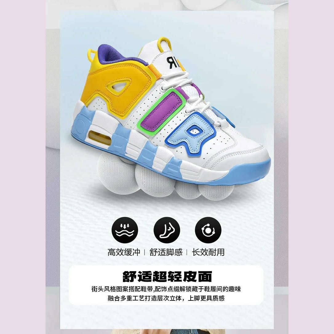 2025 Spring New Cushioned Anti-Shock Basketball Shoes for Teenagers, Student Anti-Slip Wear-Resistant Thick Sole Sports Shoes