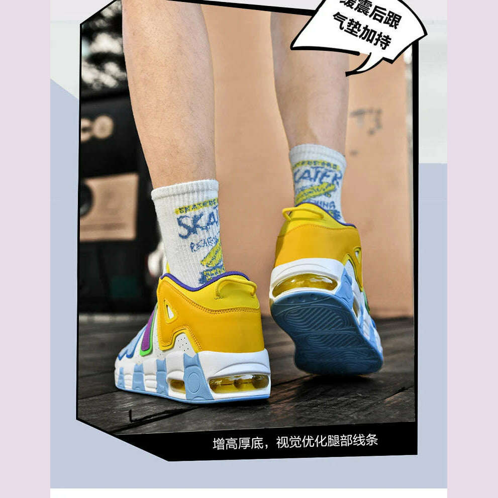 2025 Spring New Cushioned Anti-Shock Basketball Shoes for Teenagers, Student Anti-Slip Wear-Resistant Thick Sole Sports Shoes