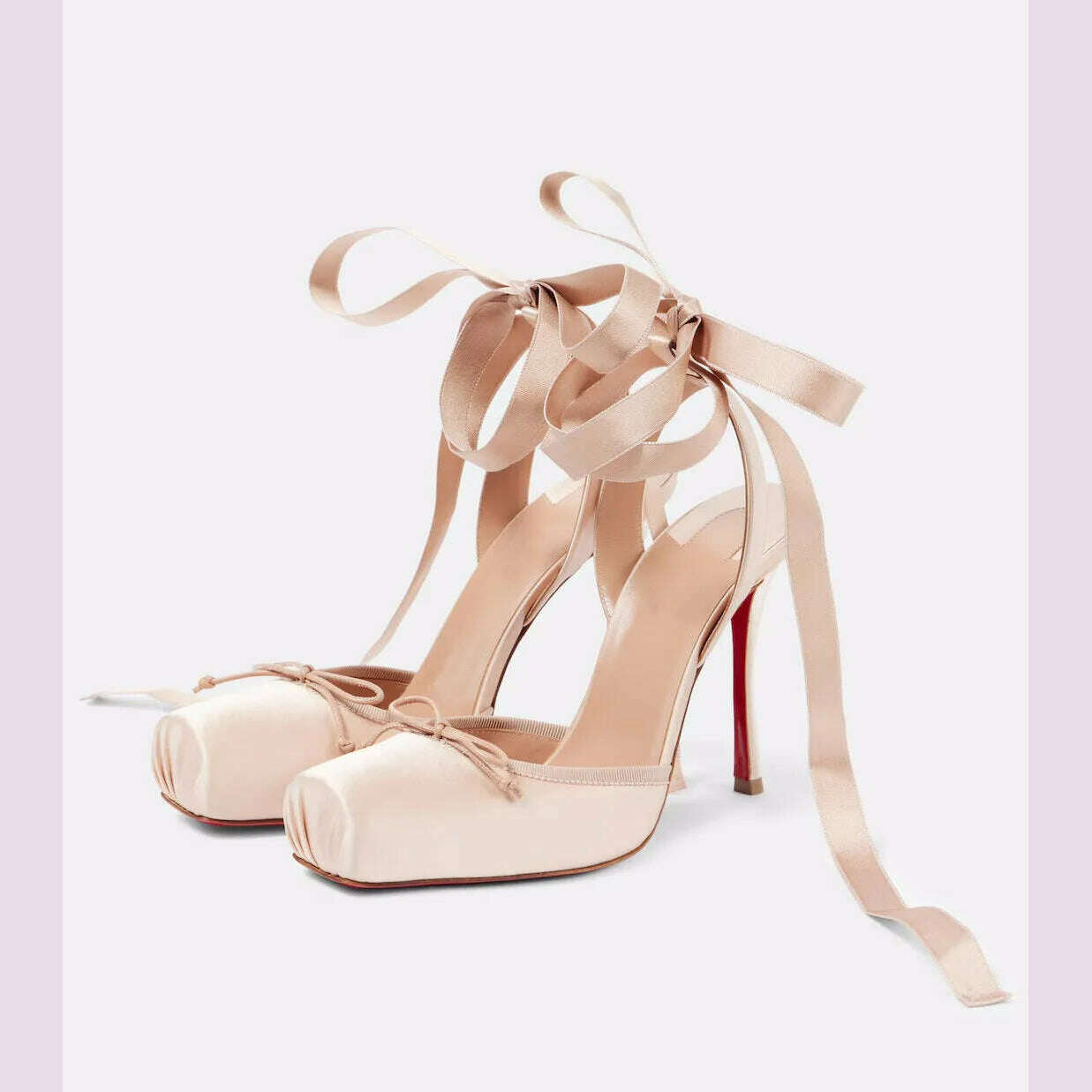 2025 Women's New Summer Square Satin High Heel Sandals with Ankle Strap, Fashionable Party and Banquet Ballet High Heels