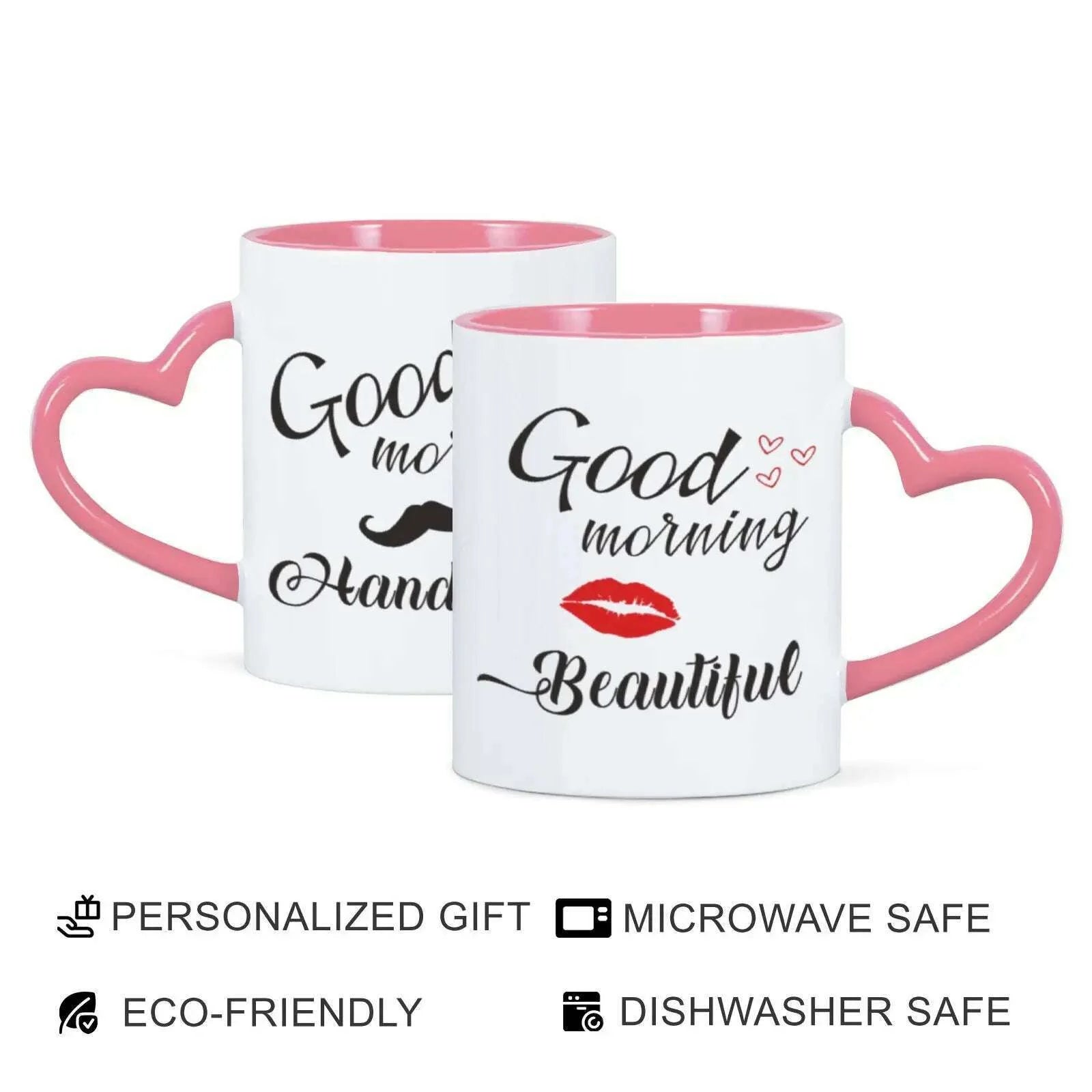 2pc 11oz Good Morning Beautiful Handsome Ceramic Coffee Mug Couples Sets Funny His Her Gifts Husband Wife Anniversary Presents