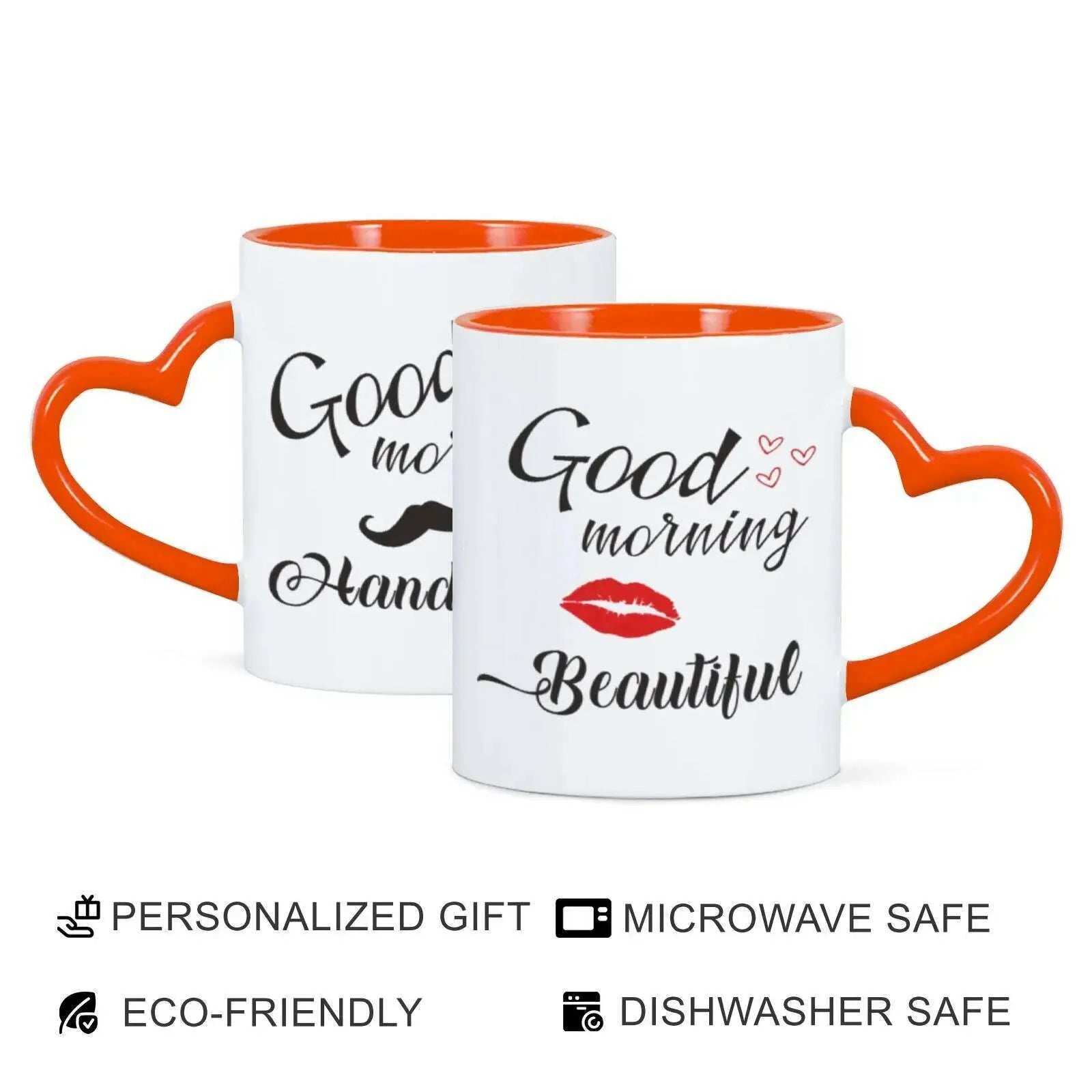 2pc 11oz Good Morning Beautiful Handsome Ceramic Coffee Mug Couples Sets Funny His Her Gifts Husband Wife Anniversary Presents
