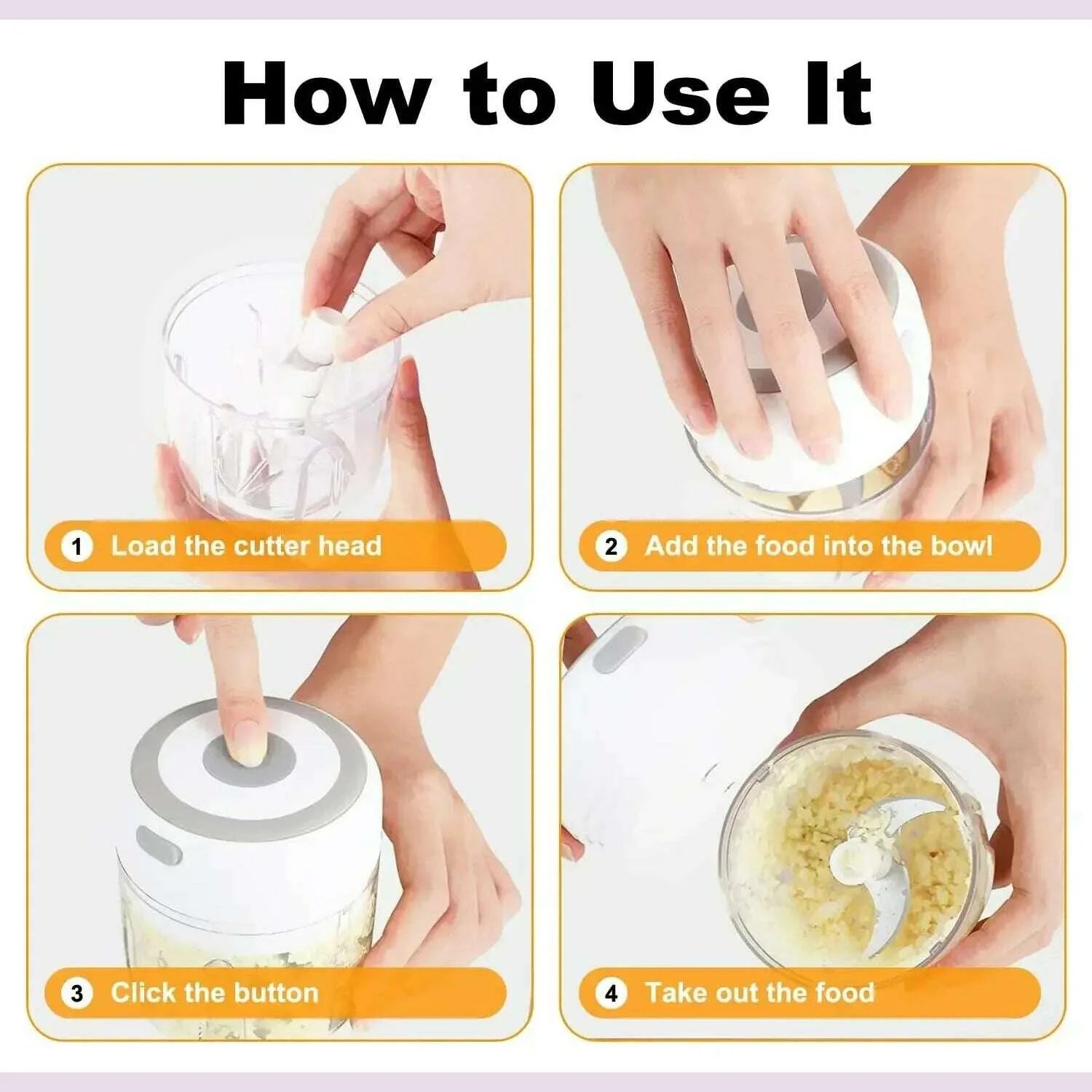 300ML Electric Garlic Chopper USB Charging Food Vegetable Meat Crusher Stainless Steel Mini Chili Garlic Masher Kitchen Gadgets