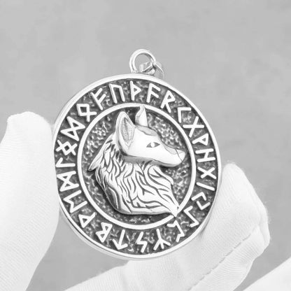 316L Stainless Steel Viking Odin Wolf Necklace Men&#39;s Back Helm of Awe Rune Amulet Odin Symbol Pendant Necklace Gift Punk Jewelry