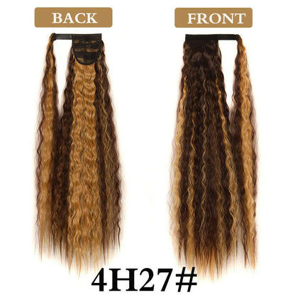32 Inch Long Ponytail Hair Extension Corn Wavy Texture Synthetic Afro Kinky Curly Ponytail Women Hairpieces Wrap On Pony Tail