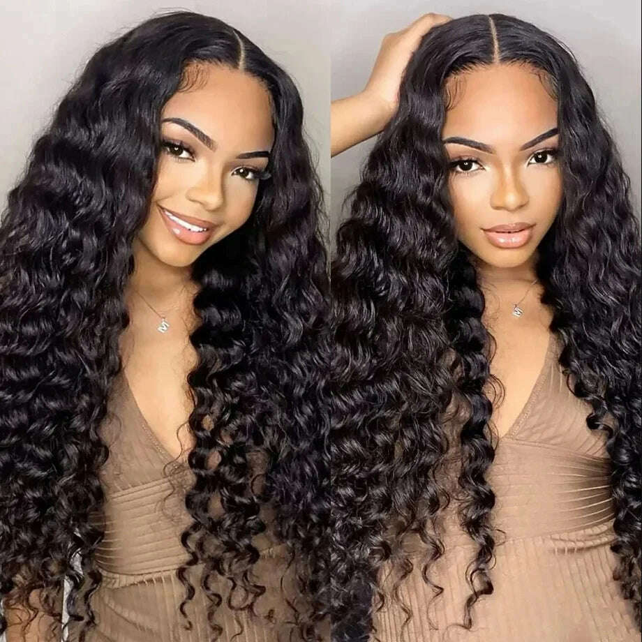 32Inch 180% Density 13x4 13x6 Deep Wave Transparent Lace Frontal Wigs For Black Women 4x4 Deep Curly Lace Closure Wig Bling Hair
