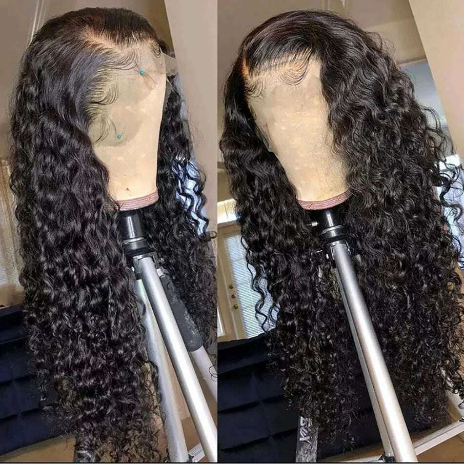 32Inch 180% Density 13x4 13x6 Deep Wave Transparent Lace Frontal Wigs For Black Women 4x4 Deep Curly Lace Closure Wig Bling Hair