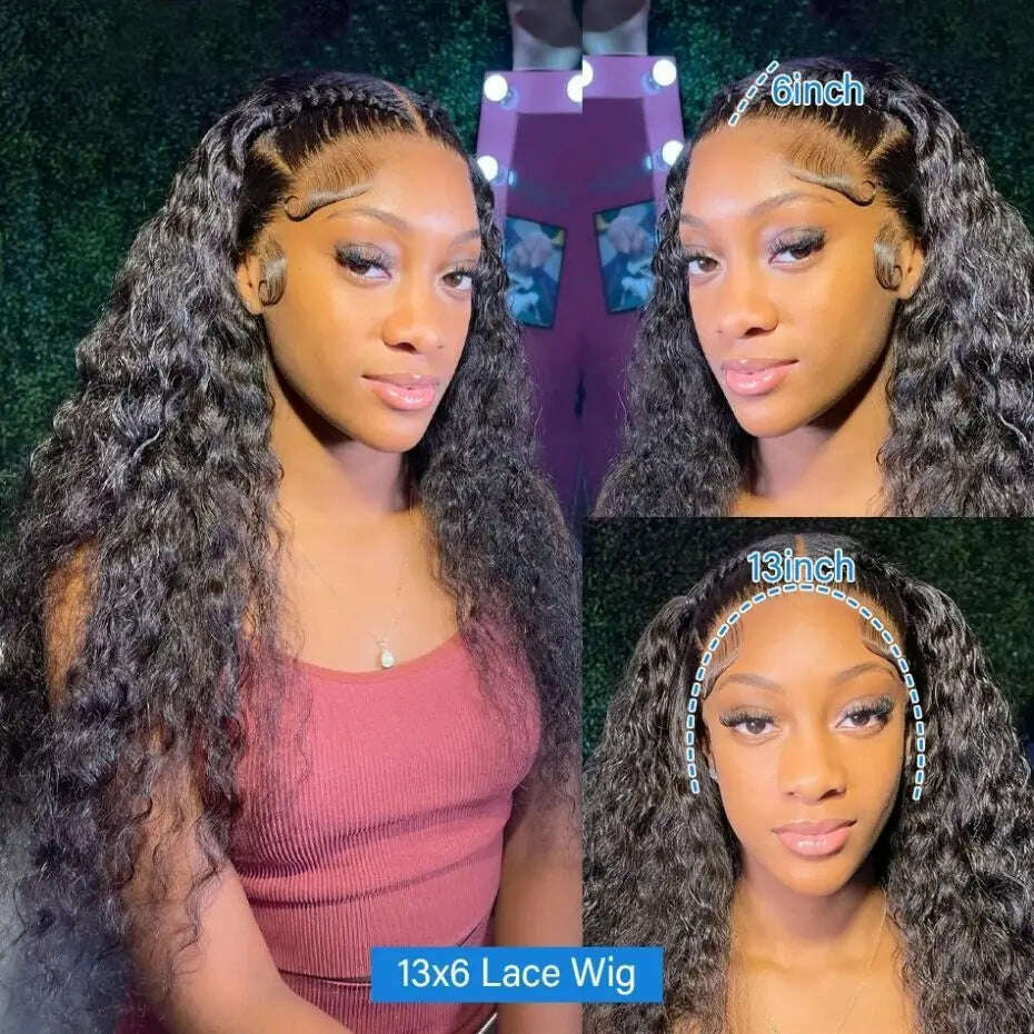 32Inch 180% Density 13x4 13x6 Deep Wave Transparent Lace Frontal Wigs For Black Women 4x4 Deep Curly Lace Closure Wig Bling Hair