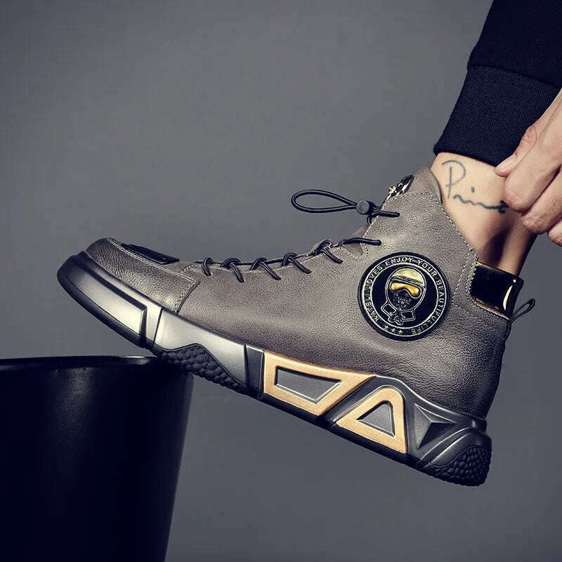 38-48 Yards Leather Ankle Boots Men's Shoes Yuppie High-top Shoes Spring and Autumn Casual Thick Soles High-quality Winter Boots
