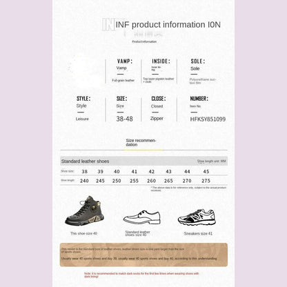 38-48 Yards Leather Ankle Boots Men's Shoes Yuppie High-top Shoes Spring and Autumn Casual Thick Soles High-quality Winter Boots