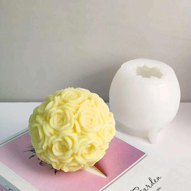 3D Large rose candle silicone mold Valentine's Day rose cake chocolate silicone mold home decoration resin plaster mold
