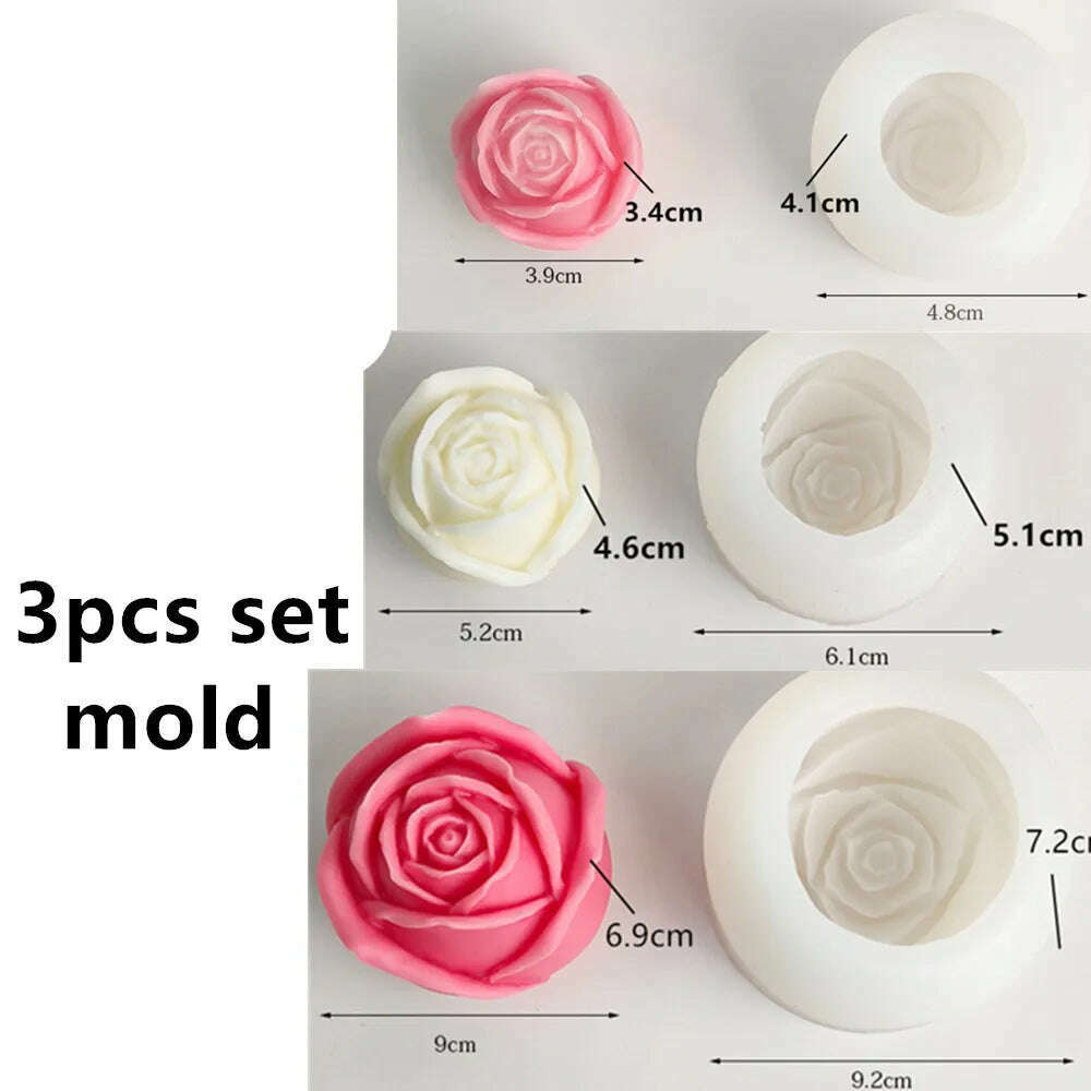 3D Large rose candle silicone mold Valentine's Day rose cake chocolate silicone mold home decoration resin plaster mold