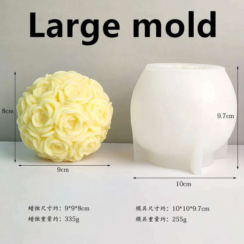 3D Large rose candle silicone mold Valentine's Day rose cake chocolate silicone mold home decoration resin plaster mold
