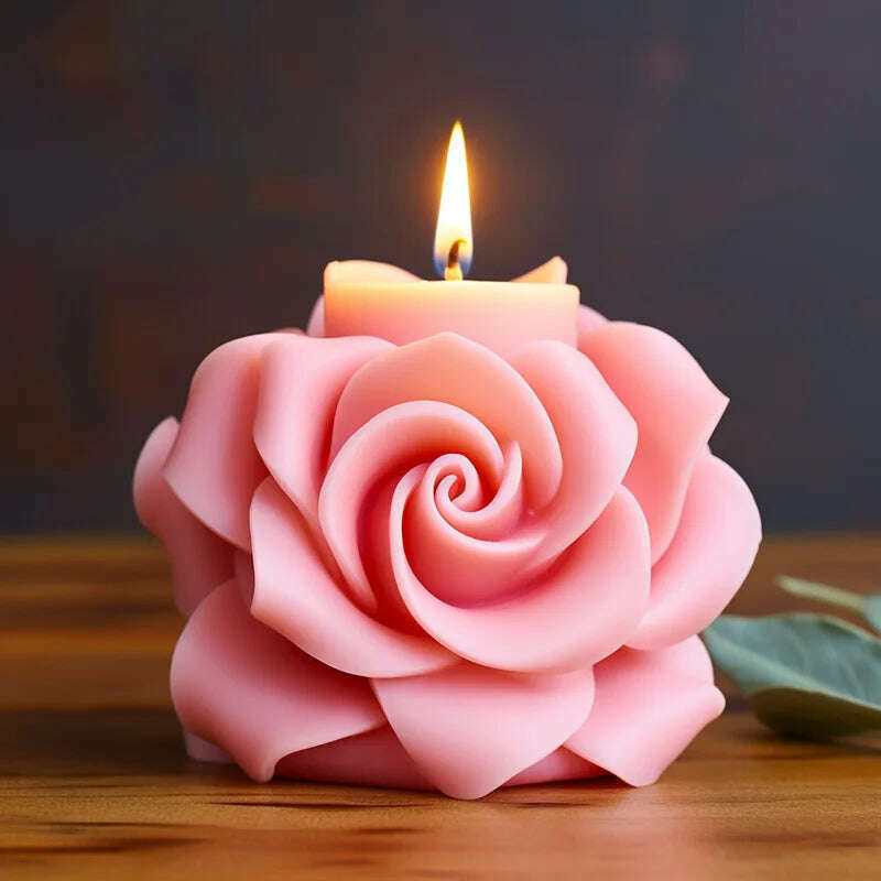 3D Rose Pillar Candle Silicone Mold Handmade Valentine's Day Flower Bouquet Soap Gypsum Resin Molds Wedding Decor Crafts Gifts