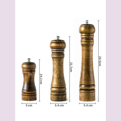 5" 8" 10"  Salt and Pepper Grinder, Solid Wood Spice Pepper Mill with Strong Adjustable Ceramic Grinder Kitchen Cooking Tools