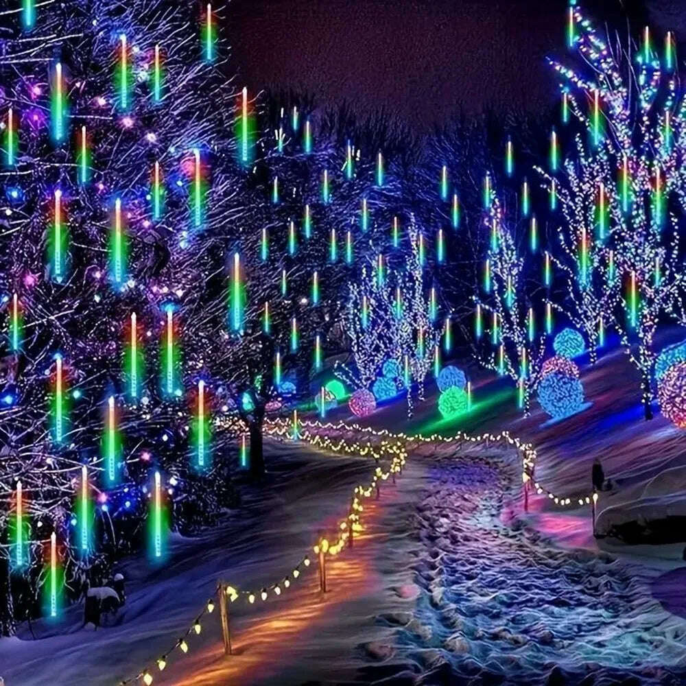 50/30cm EU Plug LED Meteor Shower Rain Lights Falling Raindrop Fairy String Light for Christmas Holiday Party Patio Decor