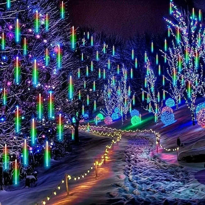 50/30cm EU Plug LED Meteor Shower Rain Lights Falling Raindrop Fairy String Light for Christmas Holiday Party Patio Decor