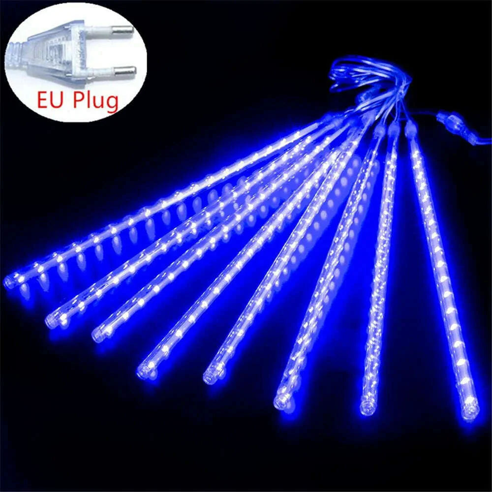 50/30cm EU Plug LED Meteor Shower Rain Lights Falling Raindrop Fairy String Light for Christmas Holiday Party Patio Decor