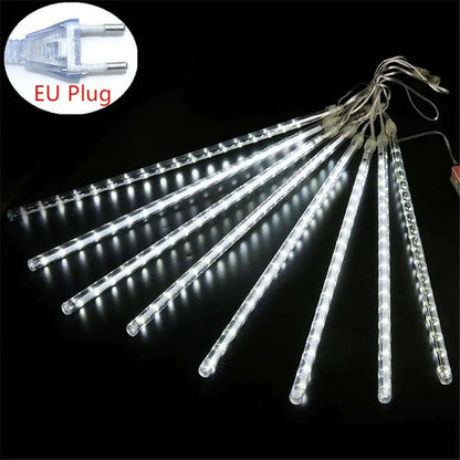 50/30cm EU Plug LED Meteor Shower Rain Lights Falling Raindrop Fairy String Light for Christmas Holiday Party Patio Decor