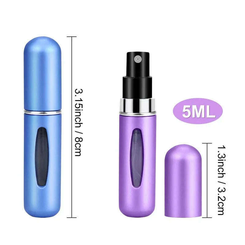 5ml Multi Color Aluminum Mini Perfume Bottle with Spray Pump Portable Empty Refillable Atomizer Bottle for Travel Essential