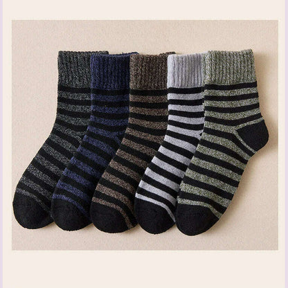 5pair Winter Thick Socks Men Super Thicker Solid Sock Striped Merino Wool Rabbit Socks Against Cold Snow Russia Winter Warm Sock