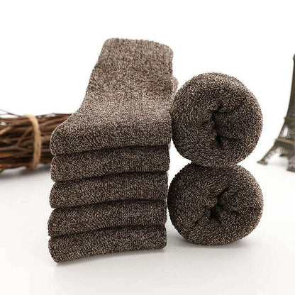 5pair Winter Thick Socks Men Super Thicker Solid Sock Striped Merino Wool Rabbit Socks Against Cold Snow Russia Winter Warm Sock