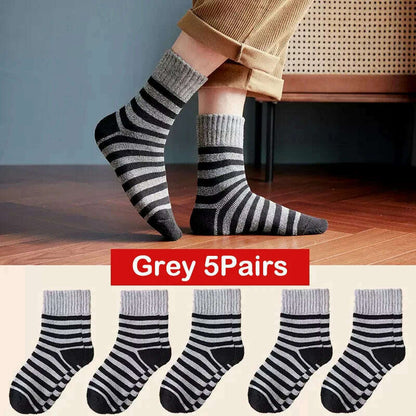 5pair Winter Thick Socks Men Super Thicker Solid Sock Striped Merino Wool Rabbit Socks Against Cold Snow Russia Winter Warm Sock