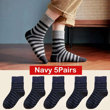 5pair Winter Thick Socks Men Super Thicker Solid Sock Striped Merino Wool Rabbit Socks Against Cold Snow Russia Winter Warm Sock