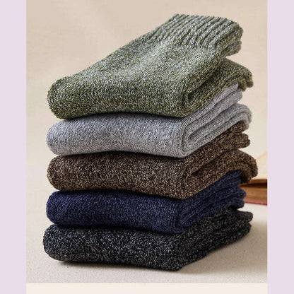 5pair Winter Thick Socks Men Super Thicker Solid Sock Striped Merino Wool Rabbit Socks Against Cold Snow Russia Winter Warm Sock