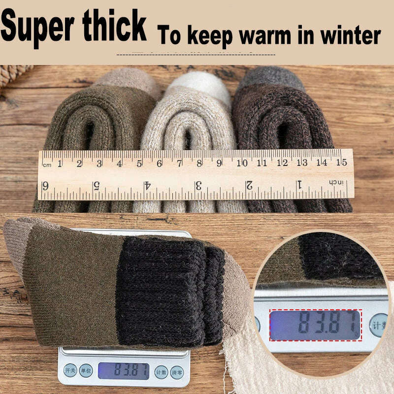 5Pairs/Lot Winter Thicken Wool Socks Men's High Quality Towel Keep Warm Sock Cotton Christmas Gift Socks For Male Thermal 38-45